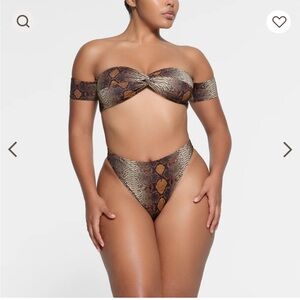 SKIMS Desert Snake Print High Leg Bikini Bottom and Top - NWT
